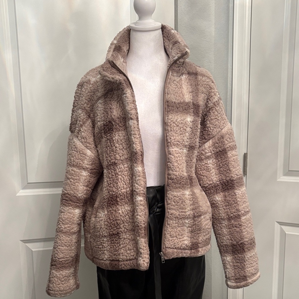 Altar'd State Cream and Brown Teddy Jacket